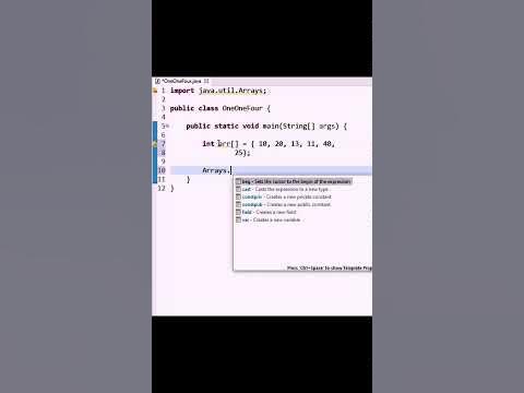 Shortcut to sort array elements - Java Program. - YouTube