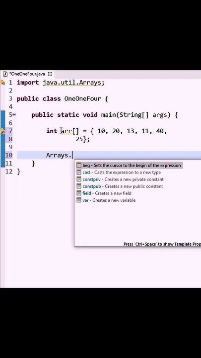 Shortcut to sort array elements - Java Program. - YouTube image.
