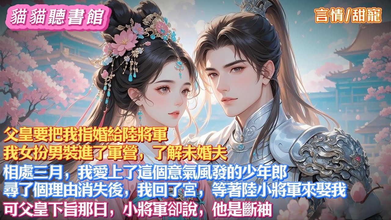 【甜文】父皇把我指婚給陸將軍，我女扮男裝進了軍營，了解未婚夫。相處三月，我愛上了這個意氣風發的少年郎。尋了個理由消失後，我回了宮，等著陸小將軍來娶我。可小將軍卻說，他是斷袖#有聲小說#一口氣看完