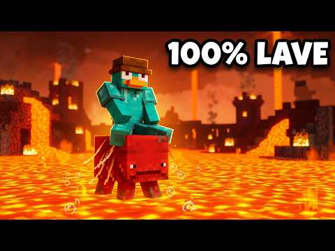 Beating Minecraft in a 100% Lava World!