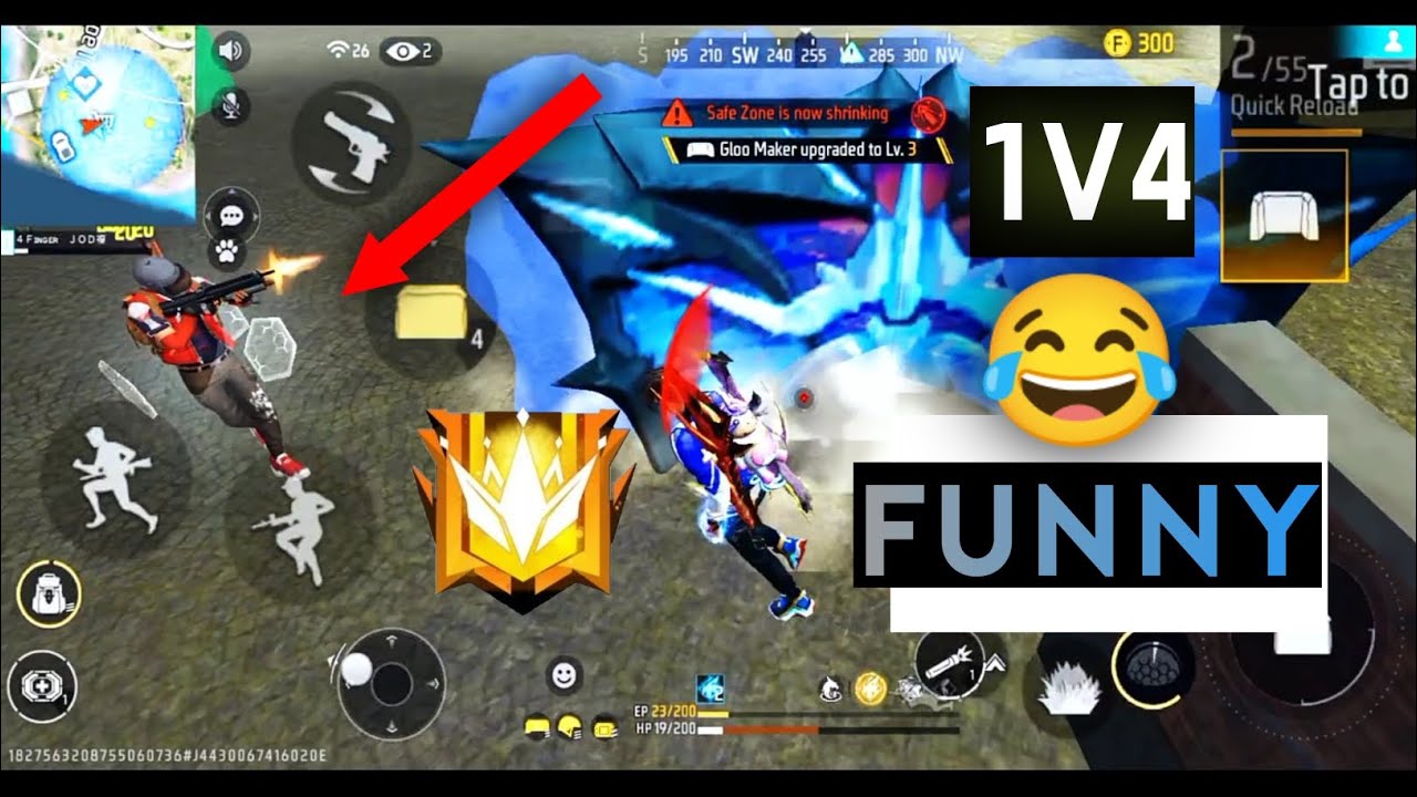 Free Fire Funny moment 😂🔥 Slow vs squad BR Rank 4Finger Noob #freefire ...
