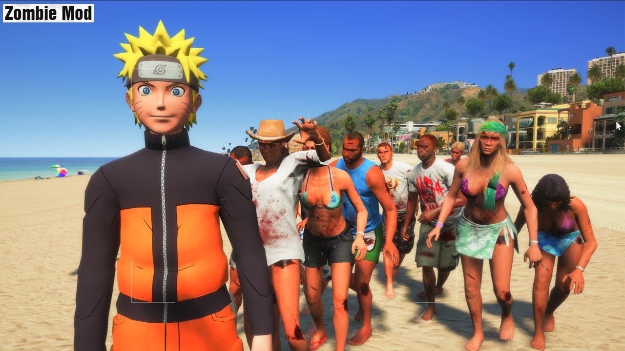 Gta 5 zombie mode naruto vs simple zombies youtube