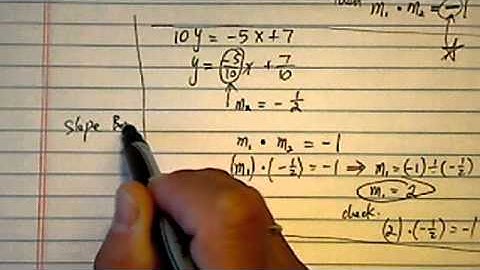 *Equation of a Line in point-slope form - (part 3 of 3): (1,2) and is perpendicular to line 10y+5x=7