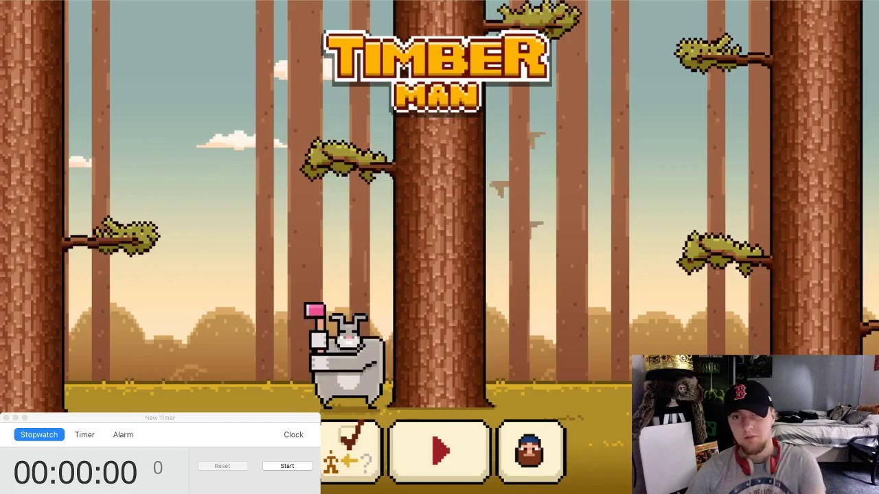 Timberman 100+ score speedrun in 17.9 seconds