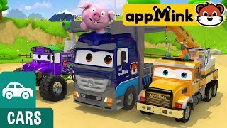 #appMink make a toy carrier truck with crane truck school bus and hot air balloon