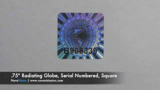 Security Label - 0.75 Radiating Globe, Serial Numbered, Square
