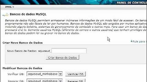 Hotel da WEB - Criando uma base de dados MySql - cPanel