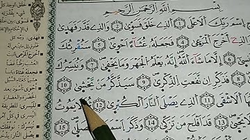 قراءة سورة الاعلى برواية ورش مع استخراج الاحكام surah al ala/sourate al-ala