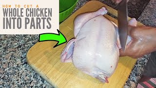 How to cut up a whole chicken into pieces | طريقة تقطيع الدجاج