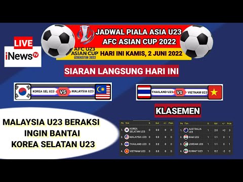 Jadwal SiaranLangsung Piala Asia Korea selatan u23 Vs Malaysia u23-AFC U23 ASIAN CUP 2022-Live inews