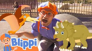 Blippi Visits Dinosaur Exhibition to Learn About Eggs and Fossils | Blippi | Moonbug Kids - Fun Zone