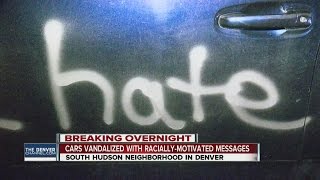 Cars, neighborhood vandalized in Denver