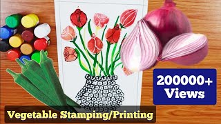 Onion Dabbing Stamping Painting | Vegetable stamp activity l Vegetable Print Painting |Stamp Art