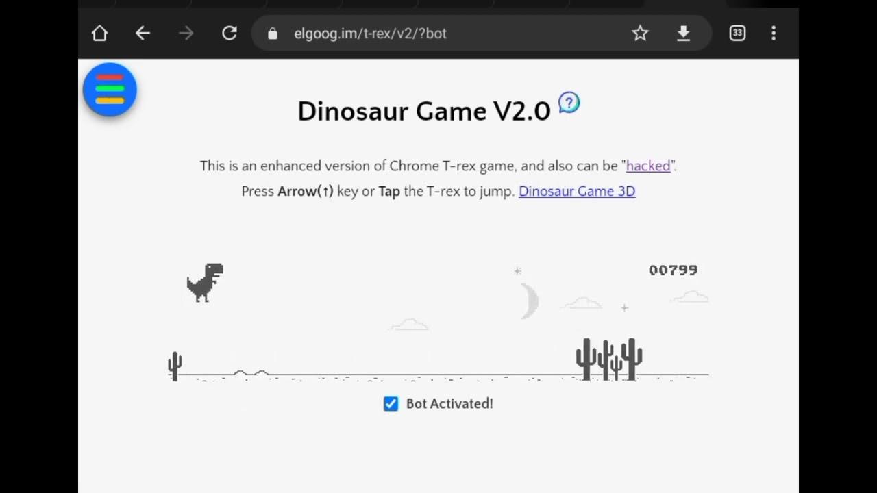 Chrome T-Rex Dinosaur Game 3D - elgooG