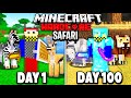 I Survived 100 Days in a SAFARI in Hardcore Minecraft...