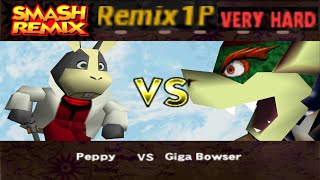 Smash Remix - Classic Mode Remix 1P Gameplay with Peppy (VERY HARD)