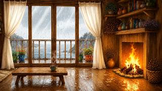 Rainy Coastal Living 🌧️ Cozy Cabin, Tea Time &amp; Ocean Sounds | Ghibli-Style Sleep ASMR