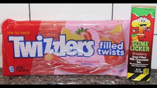 Twizzlers Pink Lemonade Filled Twists & Toxic Waste Slime Licker Strawberry Filled Milk Chocolate