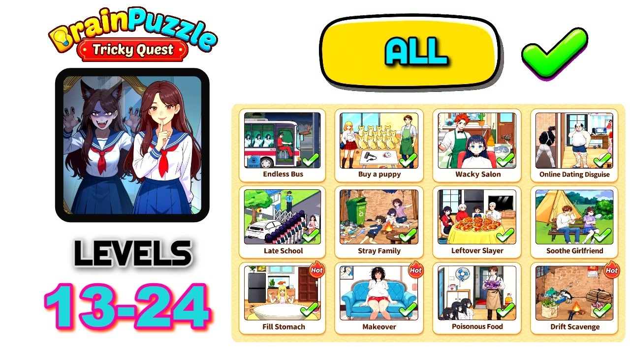 Brain Puzzle Tricky Quest Levels 13 - 24 Walkthrough | All
