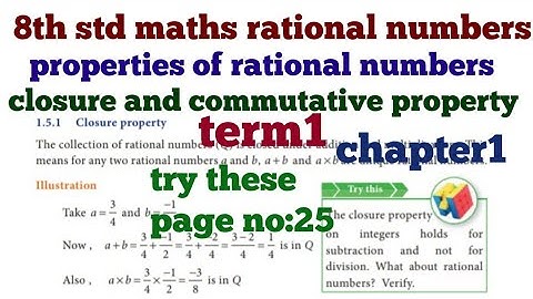 8th std maths properties of rational number/closure and commutative property chapter1 term1 Tamil