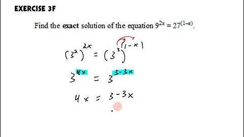 IB SL Math Topic 1 2 7 3 Solving Exponential Equations by Cancelling Bases