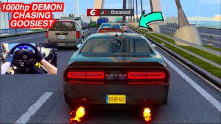 SCARY 1000hp DEMON Chasing GOOSIEST On No Hesi SERVER Through HEAVY Traffic!!