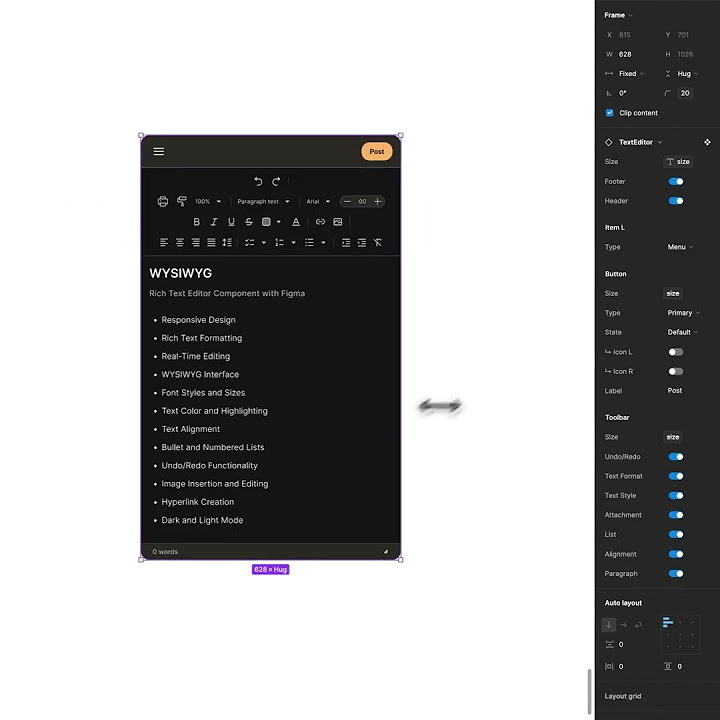 Responsive WYSIWYG Rich-Text Editor component in Figma #uikit # ...