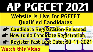 AP PGECET 2021 Candidate Registration released | AP PGECET 2021 Web Registration Released
