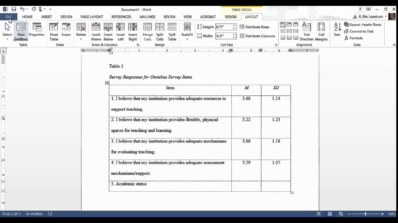 Apa Format For Microsoft Word Tables