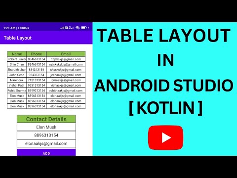 TABLE LAYOUT IN ANDROID STUDIO KOTLIN