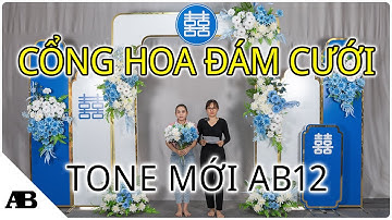 Cổng hoa cưới, cổng hoa lụa trang trí đám cưới AB12 xanh dương