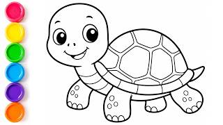 Turtle Drawing Coloring for Kids Toddlers Easy Step by Step Coloring How to Draw Turtle