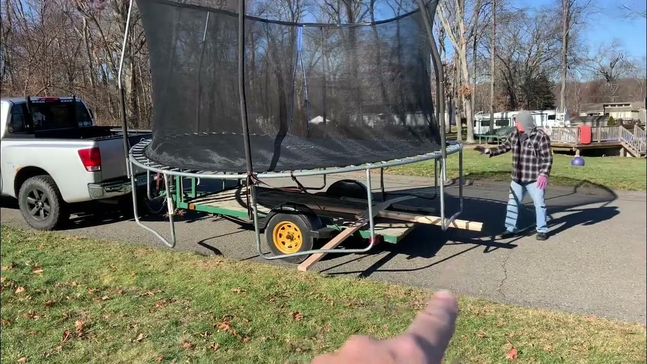 How to move a trampoline without taking it apart. YouTube