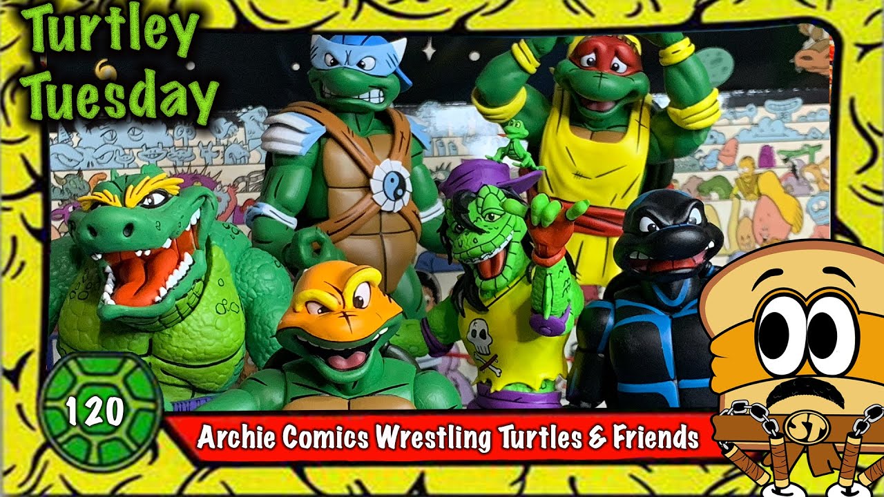 TMNT Adventures Wrestling Turtles, Leatherhead and Mondo Gecko
