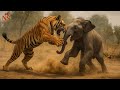 Tigre vs Elefante Joven: La Batalla Brutal en la India Salvaje