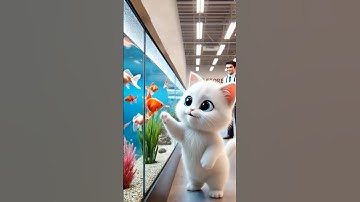 Chú Mèo mua cá vàng về thả bể bơi khổng lồ #cat #cute #shorts #funny