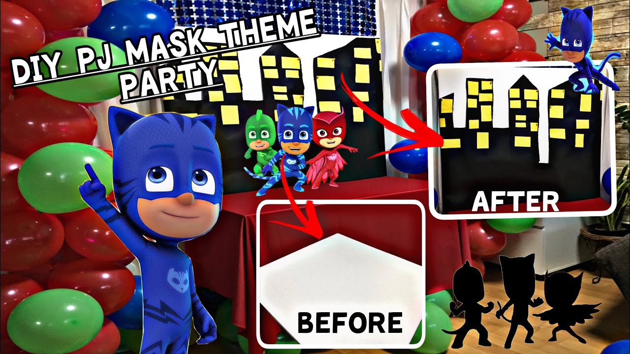 HOW TO DECORATE SIMPLE PJ MASK BIRTHDAY PARTY SET-UP AT HOME PJ MASK ...