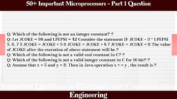 MCQ Questions Microprocessors - Part 1 with Answers