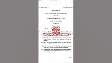 KKHSOU/ M. Sc. IT 1st/ Computer Programming/ #shorts #youtube #video #study #questionpaper #short