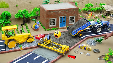 DIY Mini Tractor Road Roller – Building a Bricks & Concrete Road for Science Project | @Topminigear