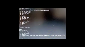 PL/SQL PROGRAM USING FUNCTION TO FIND THE GREATEST NUMBER #BSC IT GIT