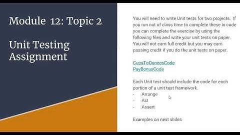 Mod 12 Unit Tests Part I