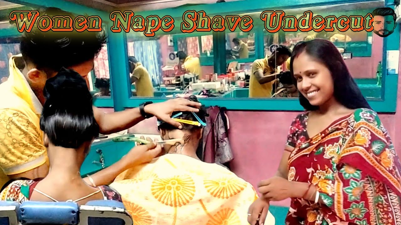 India Girl Nape Haircut / Girl Nape Shave Undercute / Female Nape Undercut