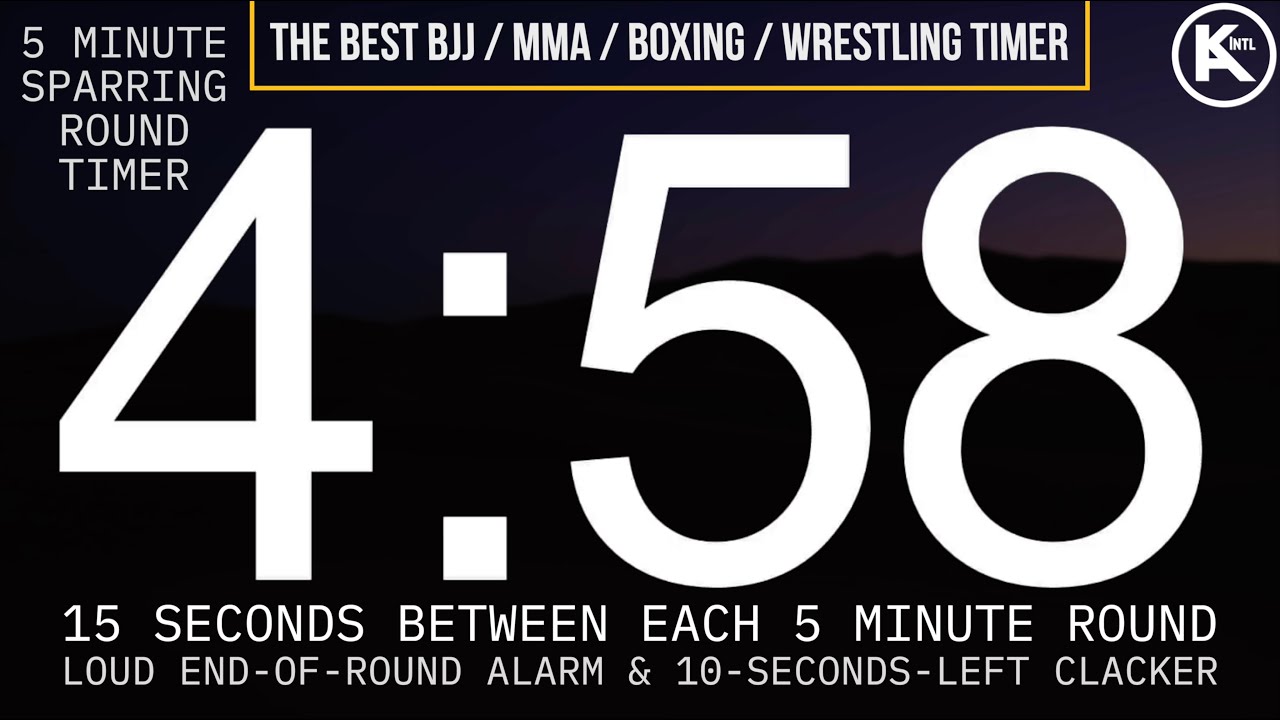 🔔🥊🥋 LOUD 5 Minute Round Timer w/ 15 second breaks - Boxing Timer, MMA, BJJ, Wrestling Sparring TK