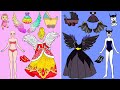 Paper Dolls Dress Up - Costume Fairies Winter and Spring Dress Handmade - Barbie Story & Crafts