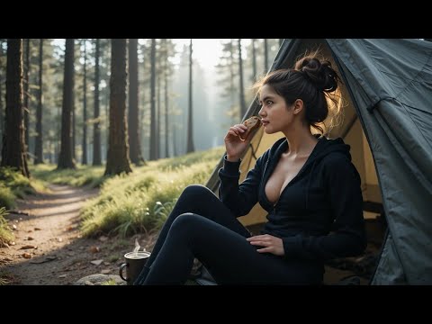 Solo Camping In The Rain Relaxing Heavy Rain Sounds And Thunderstorm Girl Camp ASMR
