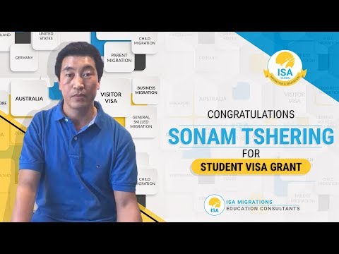 Congratulations Sonam Tshering for Student Visa Grant