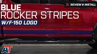 2015-2018 F150 American Muscle Graphics Blue Rocker Stripes w/ F-150 Logo Review & Install
