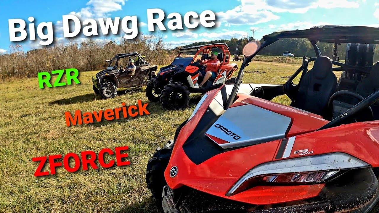 Rzr Rag Racing CFMOTO ZFORCE vs Canam Maverick vs Polaris RZR Drag Race on Big Mud ...