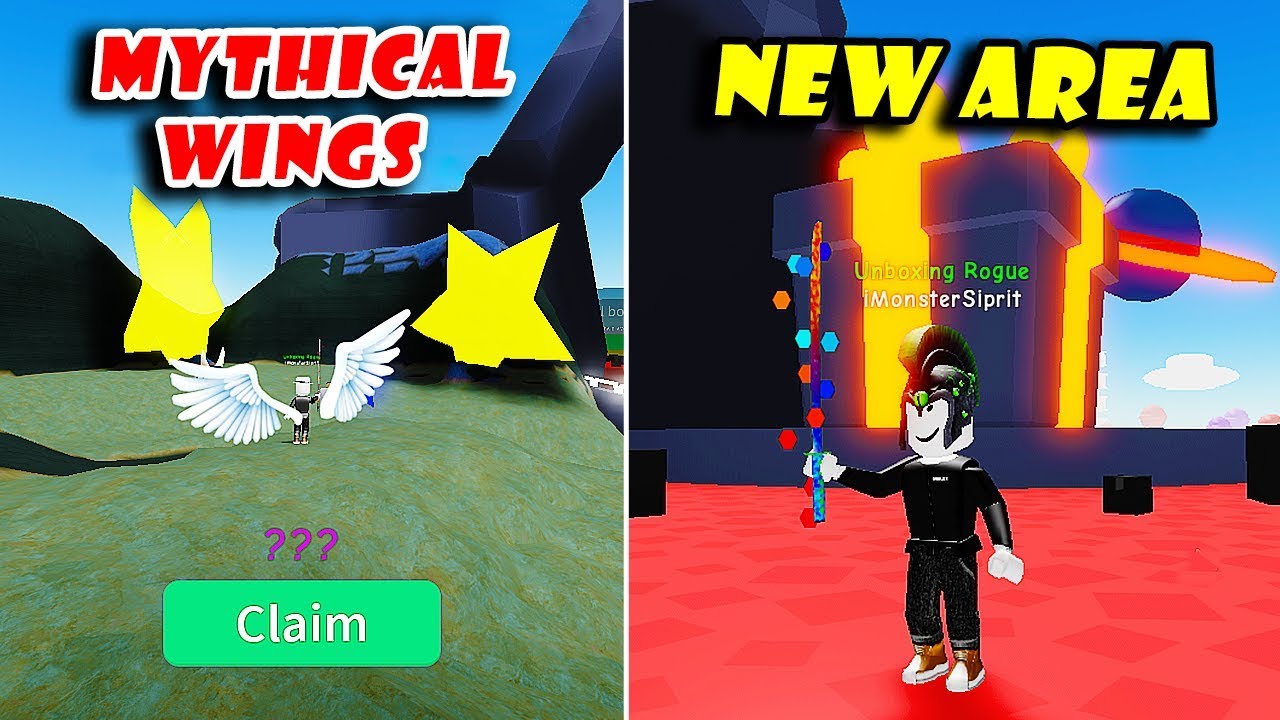 NEW Crystal Cavern Area Update Got MYTHICAL Hats Sparkle Wings Unboxing Simulator Roblox 